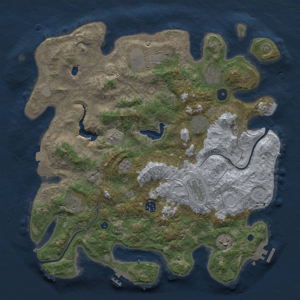 Rust Map: Procedural Map, Size: 4000, Seed: 1499786237, 14 Monuments