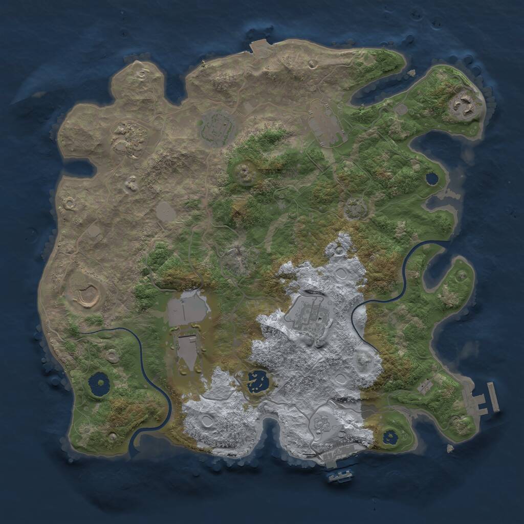 Rust Map: Procedural Map, Size: 3500, Seed: 979085233, 13 Monuments