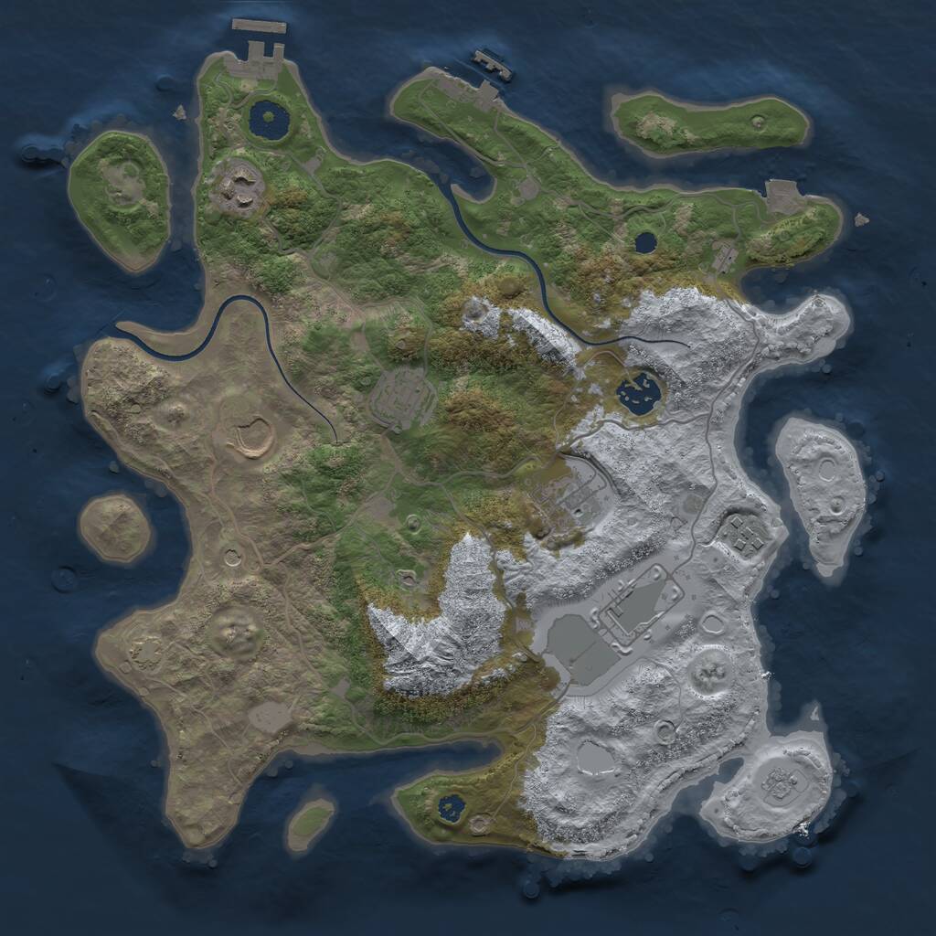 Rust Map: Procedural Map, Size: 3500, Seed: 1078474259, 13 Monuments