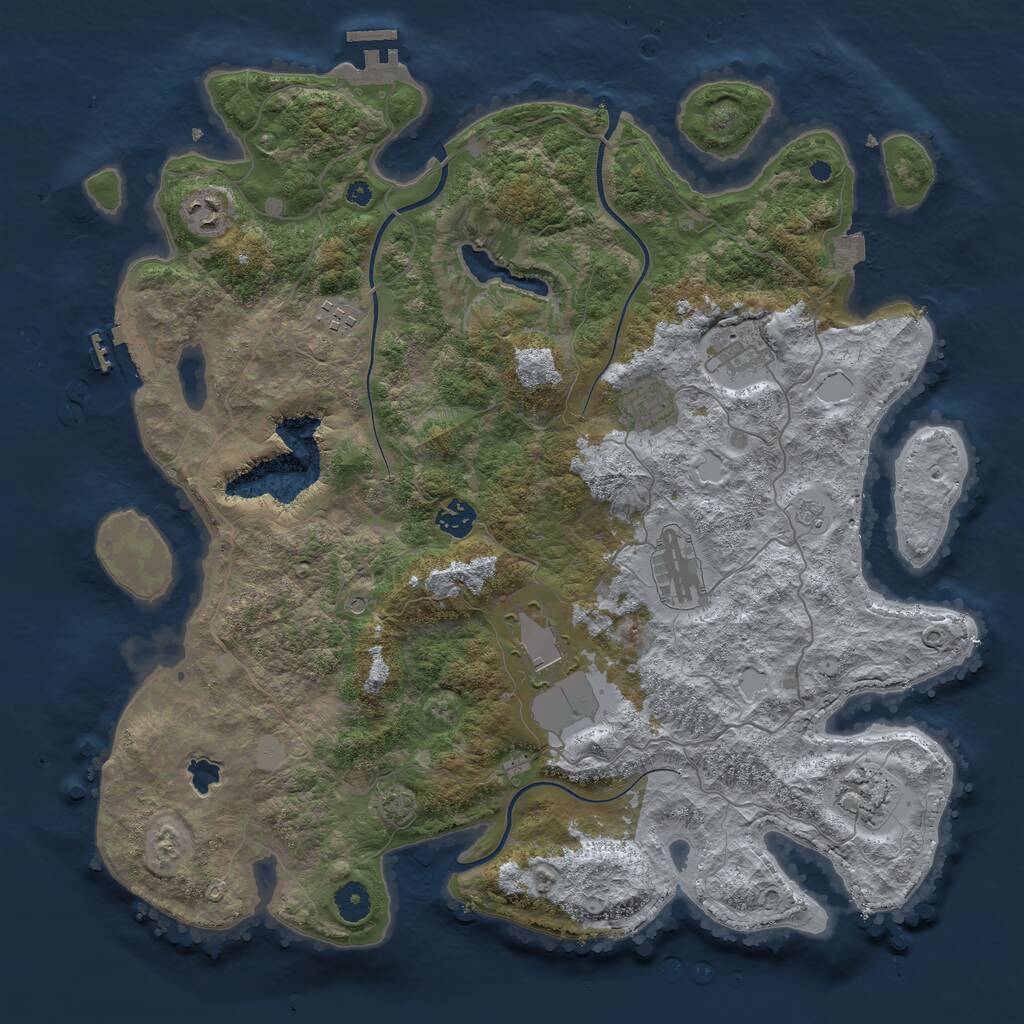 Rust Map: Procedural Map, Size: 4096, Seed: 1194568700, 14 Monuments
