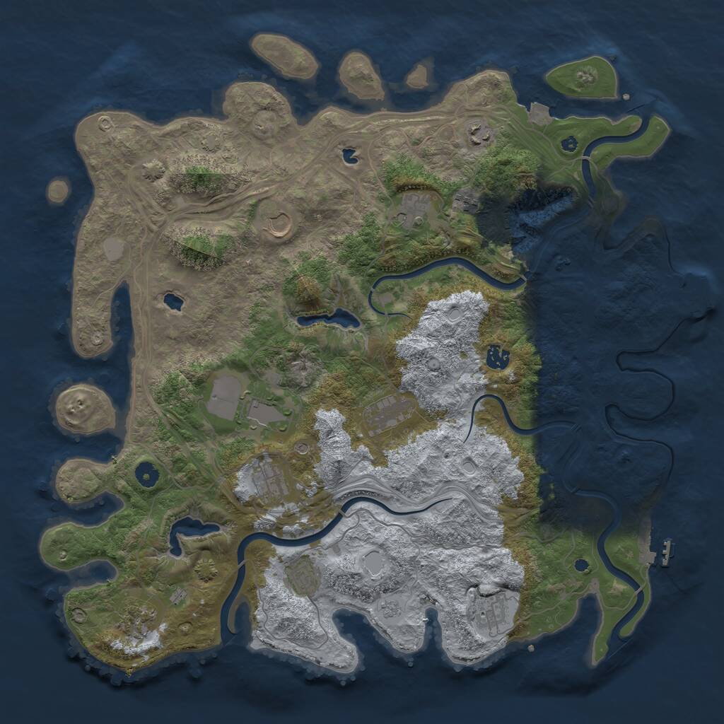 Rust Map: Procedural Map, Size: 4500, Seed: 873164234, 17 Monuments