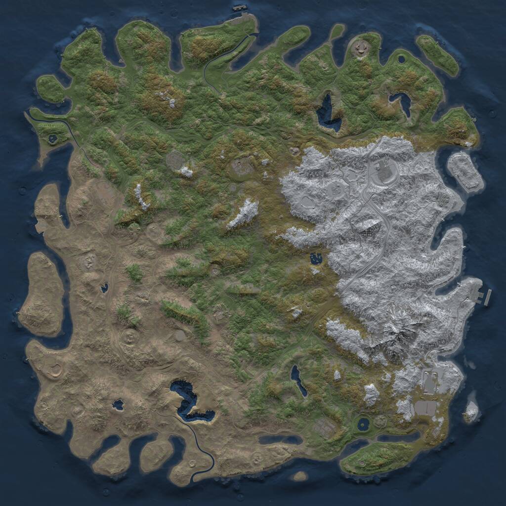 Rust Map: Procedural Map, Size: 6000, Seed: 3206547, 17 Monuments