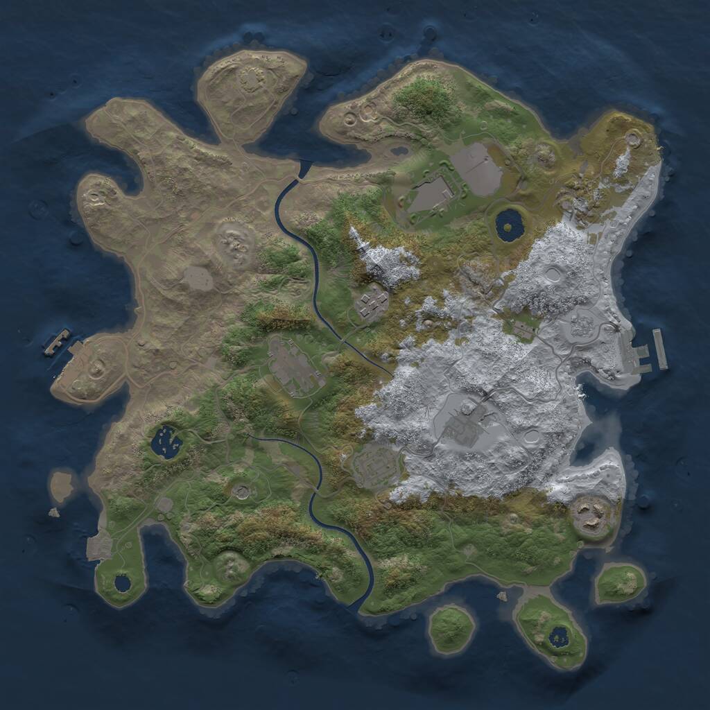 Rust Map: Procedural Map, Size: 3500, Seed: 2134903650, 14 Monuments