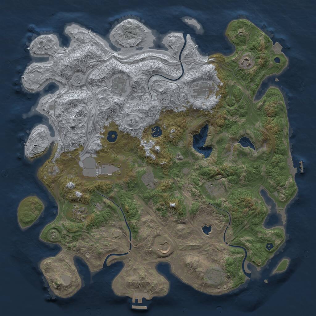 Rust Map: Procedural Map, Size: 4250, Seed: 310902802, 16 Monuments