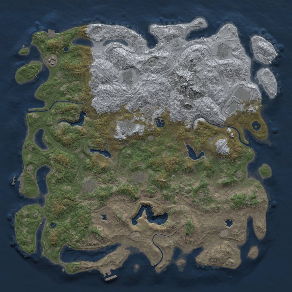 Rust Map: Procedural Map, Size: 5000, Seed: 1891785851, 16 Monuments