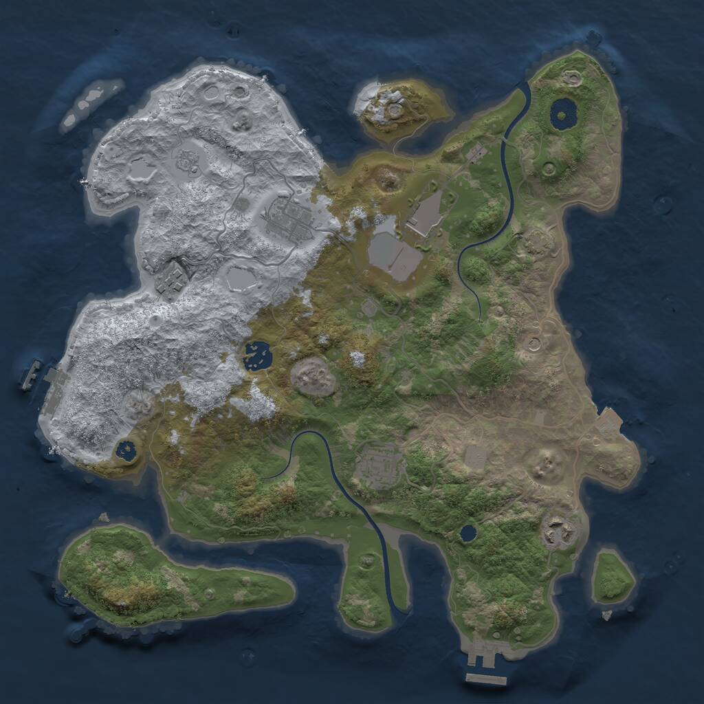 Rust Map: Procedural Map, Size: 3500, Seed: 372081934, 12 Monuments