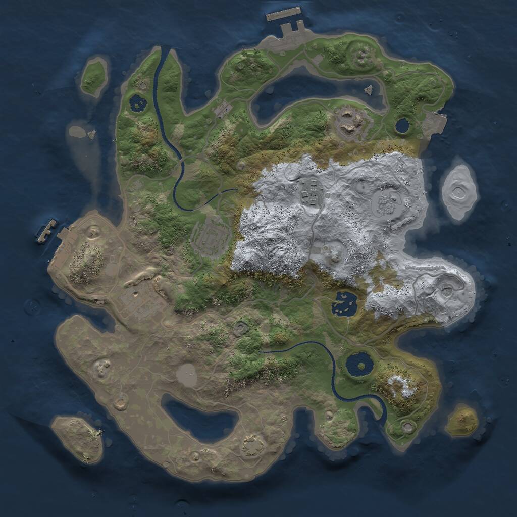 Rust Map: Procedural Map, Size: 3000, Seed: 1399859944, 11 Monuments