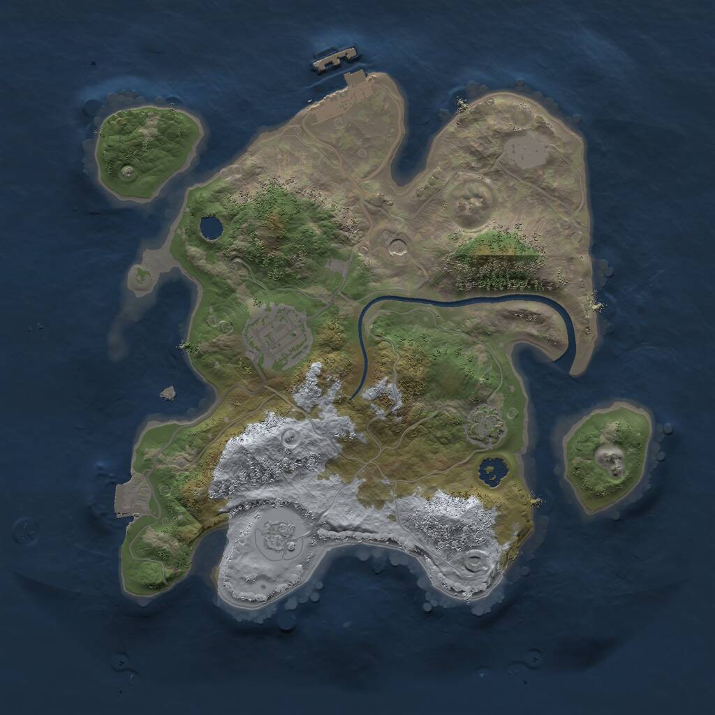 Rust Map: Procedural Map, Size: 2500, Seed: 393638555, 6 Monuments