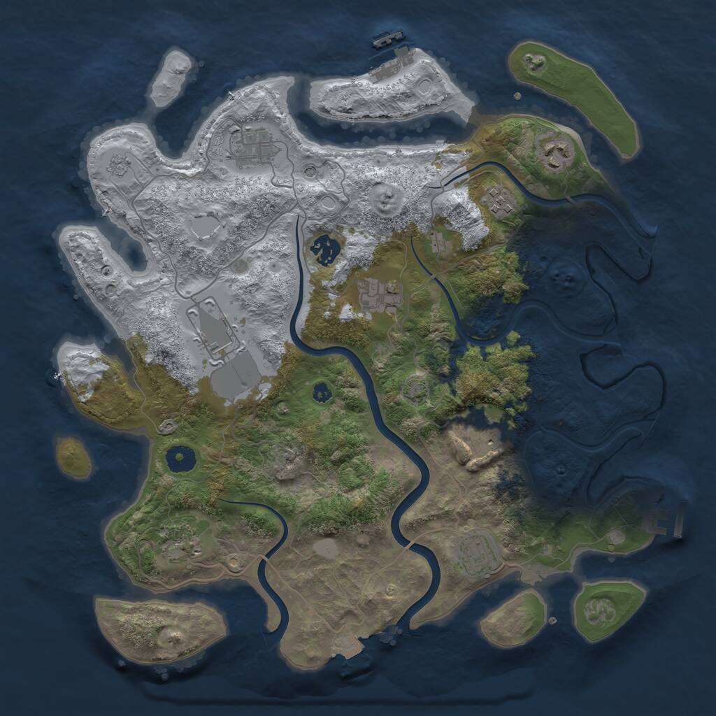 Rust Map: Procedural Map, Size: 3750, Seed: 2107541516, 15 Monuments