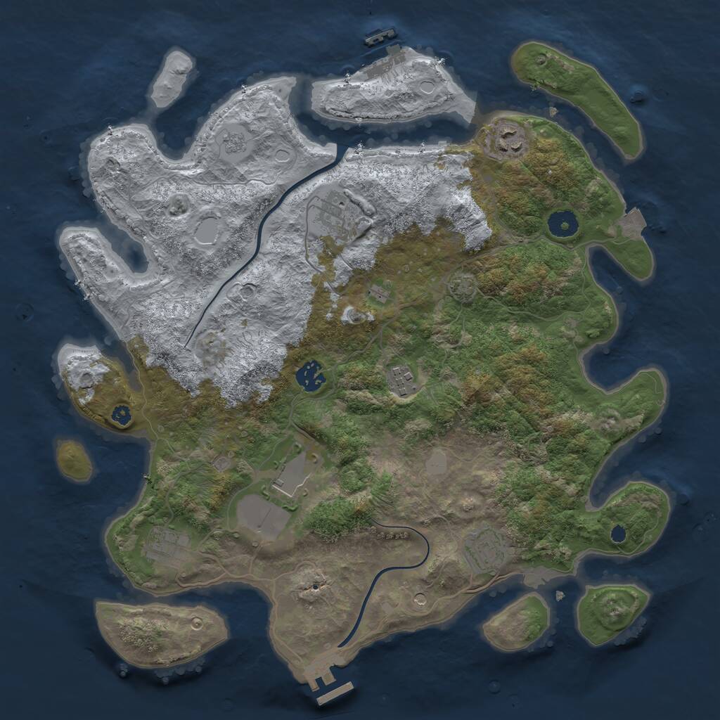 Rust Map: Procedural Map, Size: 3750, Seed: 2107541516, 13 Monuments