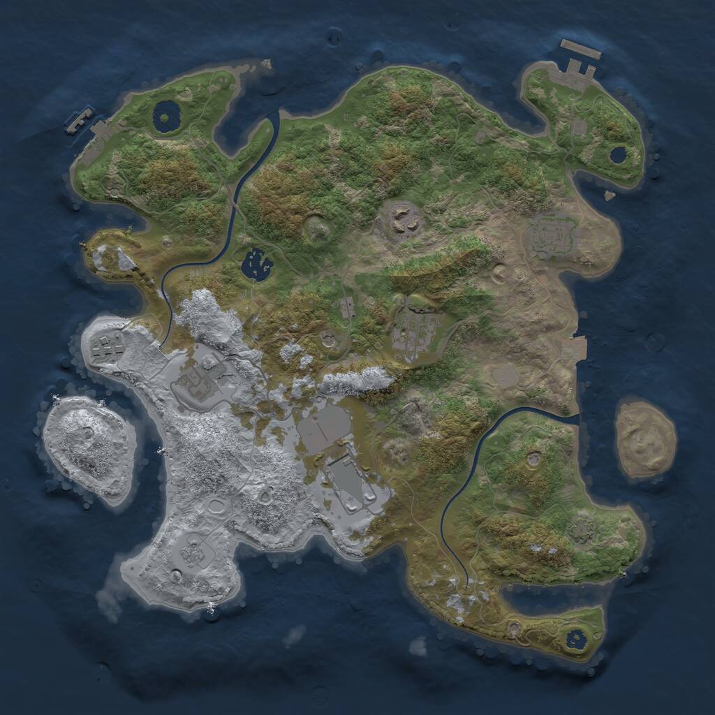Rust Map: Procedural Map, Size: 3500, Seed: 7021594, 13 Monuments