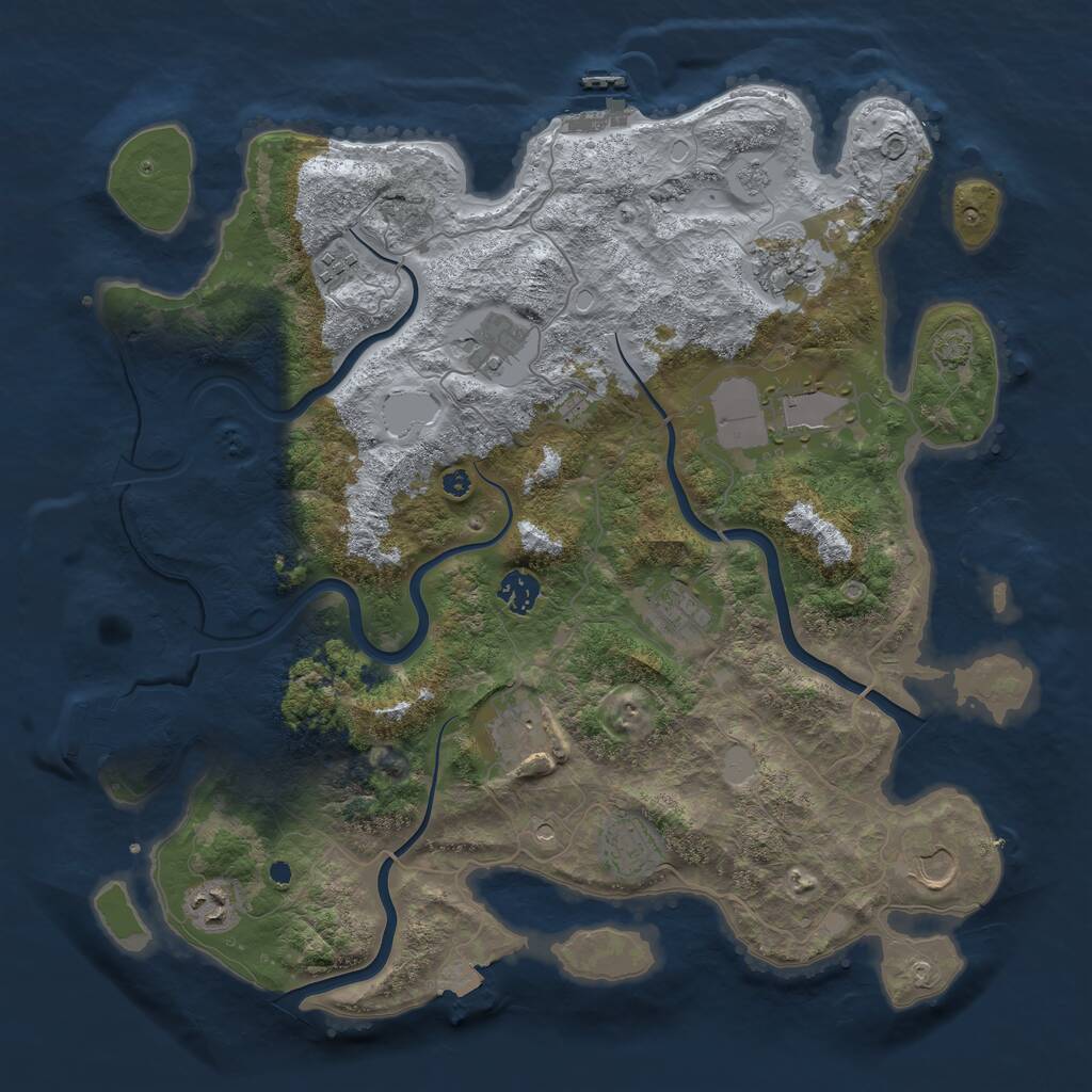 Rust Map: Procedural Map, Size: 3996, Seed: 5, 16 Monuments