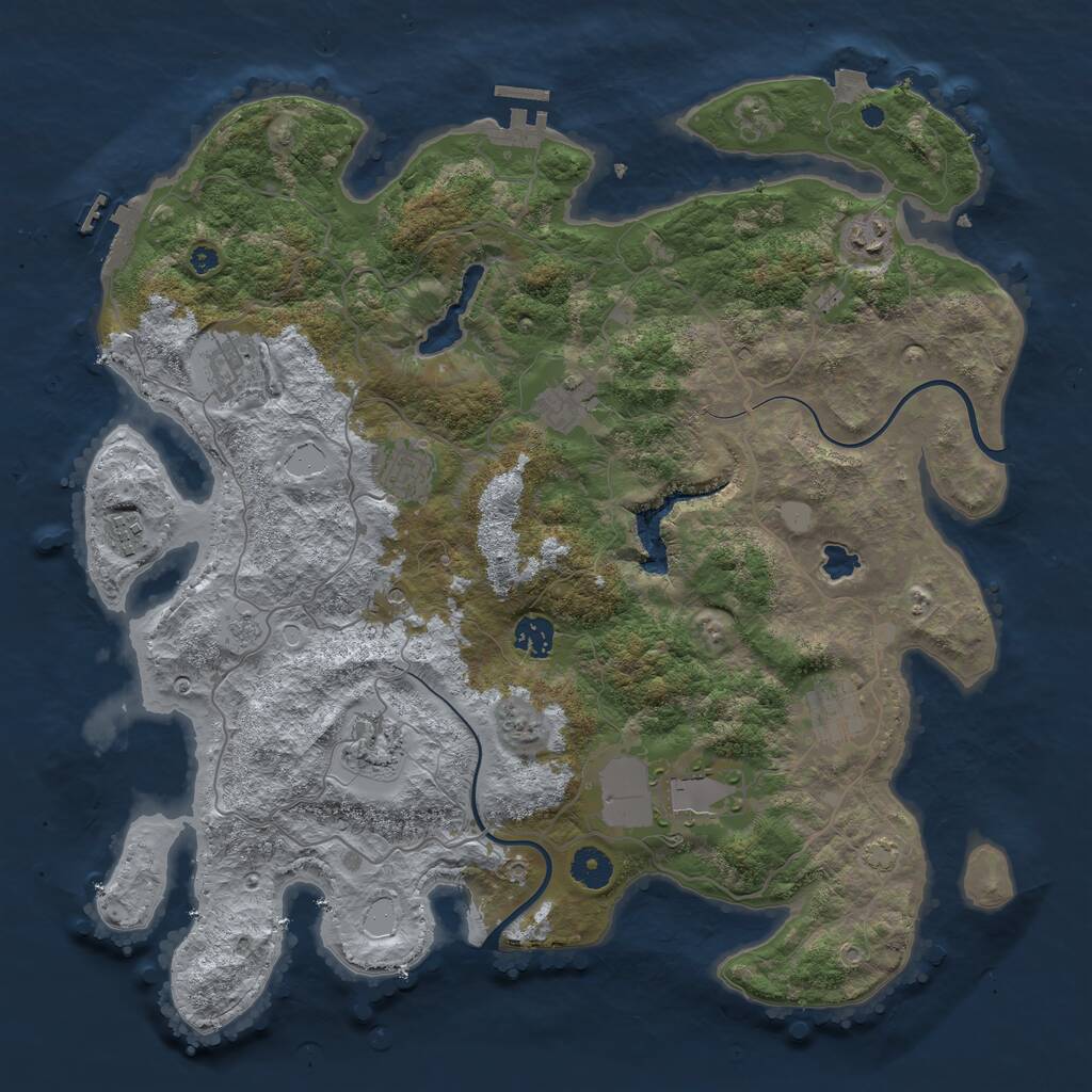 Rust Map: Procedural Map, Size: 4000, Seed: 258706, 15 Monuments