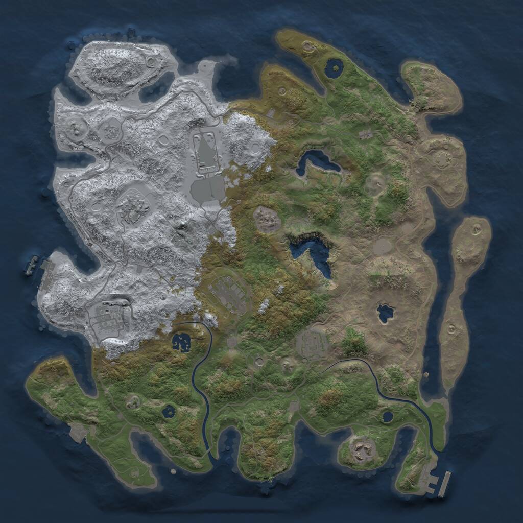 Rust Map: Procedural Map, Size: 4000, Seed: 45115, 13 Monuments