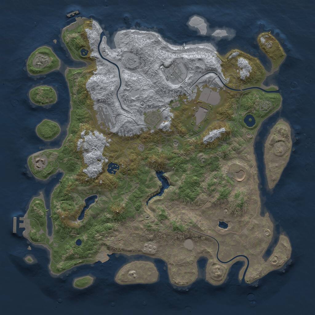 Rust Map: Procedural Map, Size: 4065, Seed: 40065, 14 Monuments