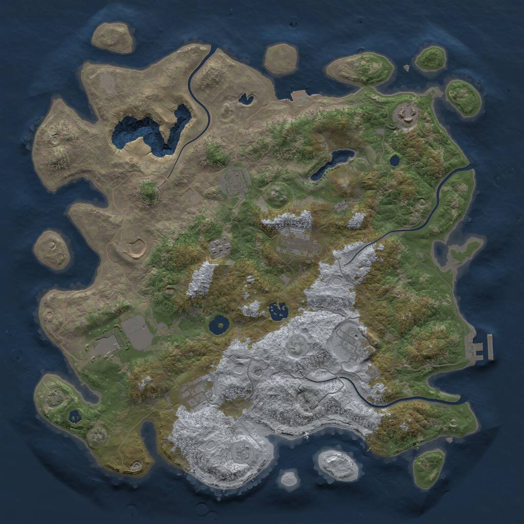 Rust Map: Procedural Map, Size: 4050, Seed: 1842318830, 14 Monuments
