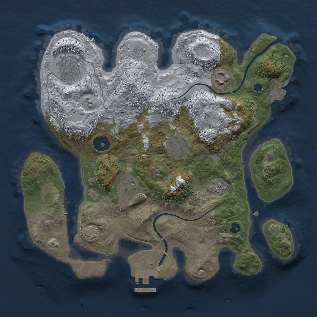 Rust Map: Procedural Map, Size: 3000, Seed: 1289062804, 9 Monuments
