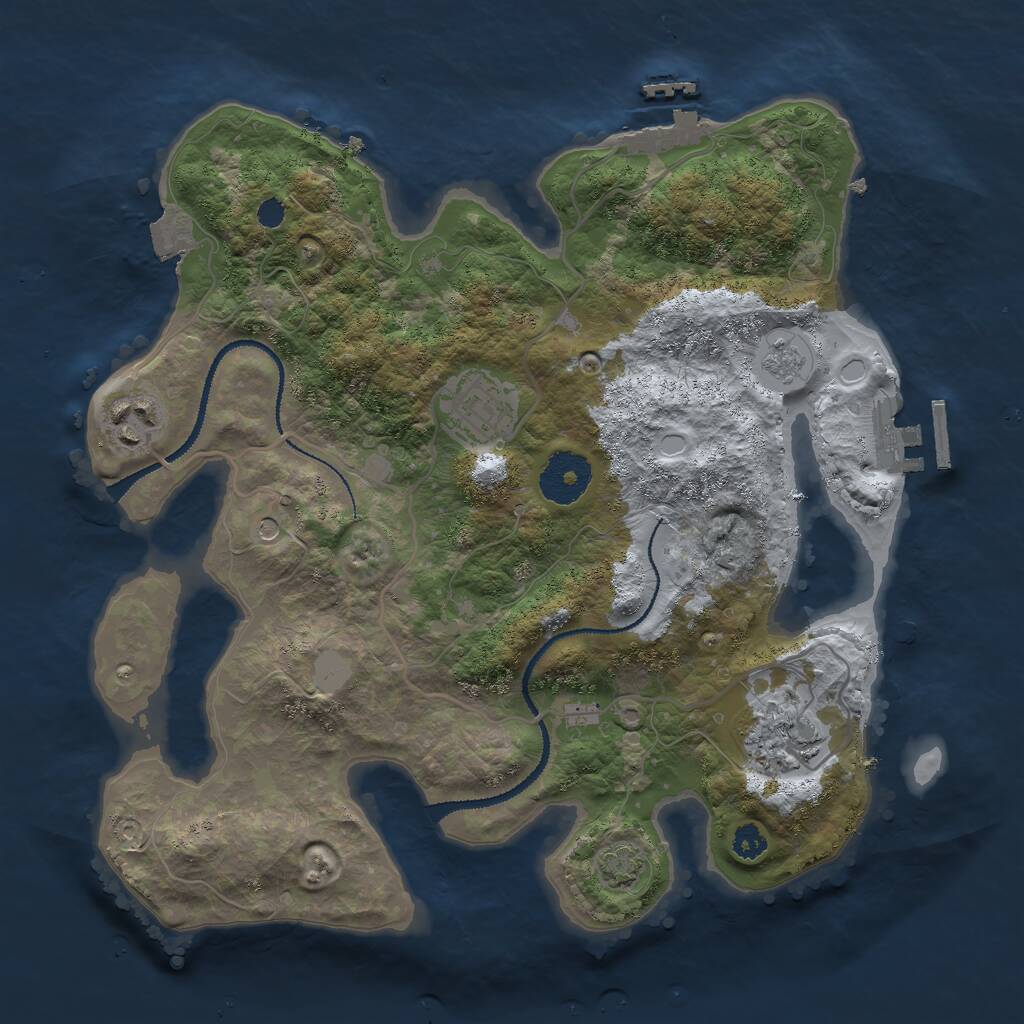 Rust Map: Procedural Map, Size: 3000, Seed: 97286, 9 Monuments
