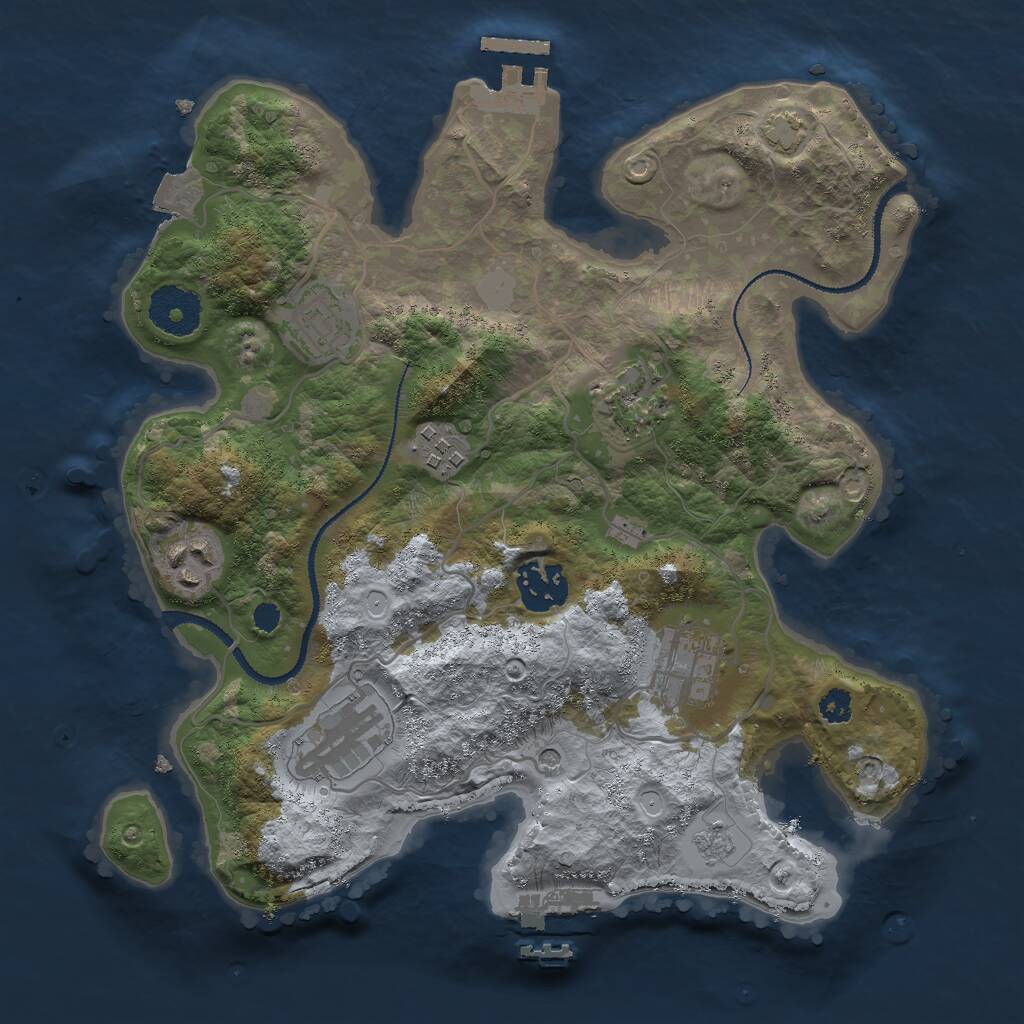 Rust Map: Procedural Map, Size: 3000, Seed: 631428586, 13 Monuments