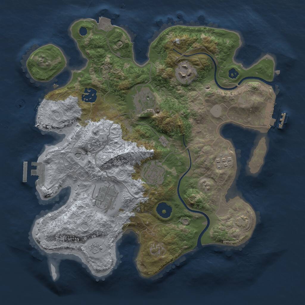 Rust Map: Procedural Map, Size: 3000, Seed: 1493898251, 12 Monuments