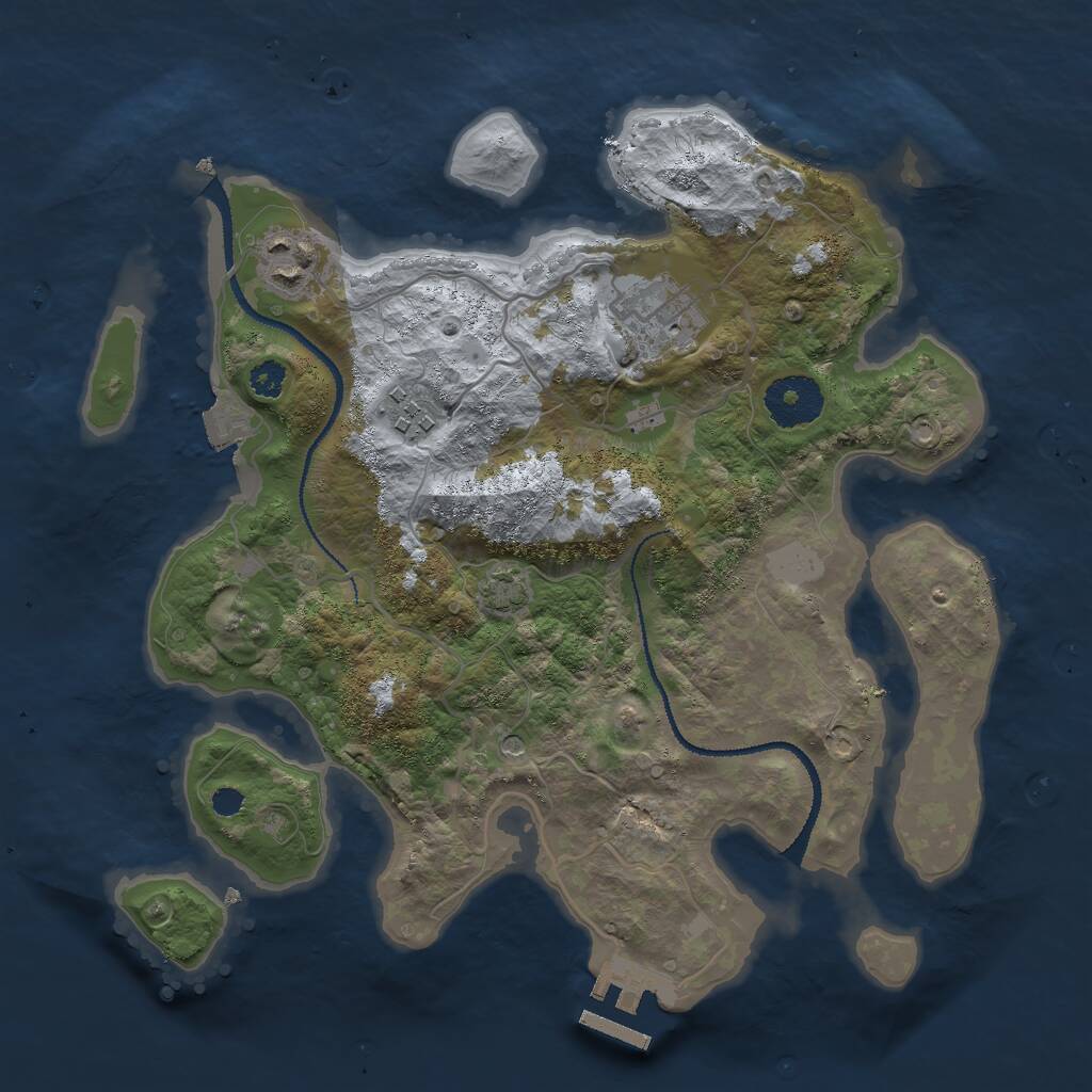 Rust Map: Procedural Map, Size: 3000, Seed: 2938, 7 Monuments