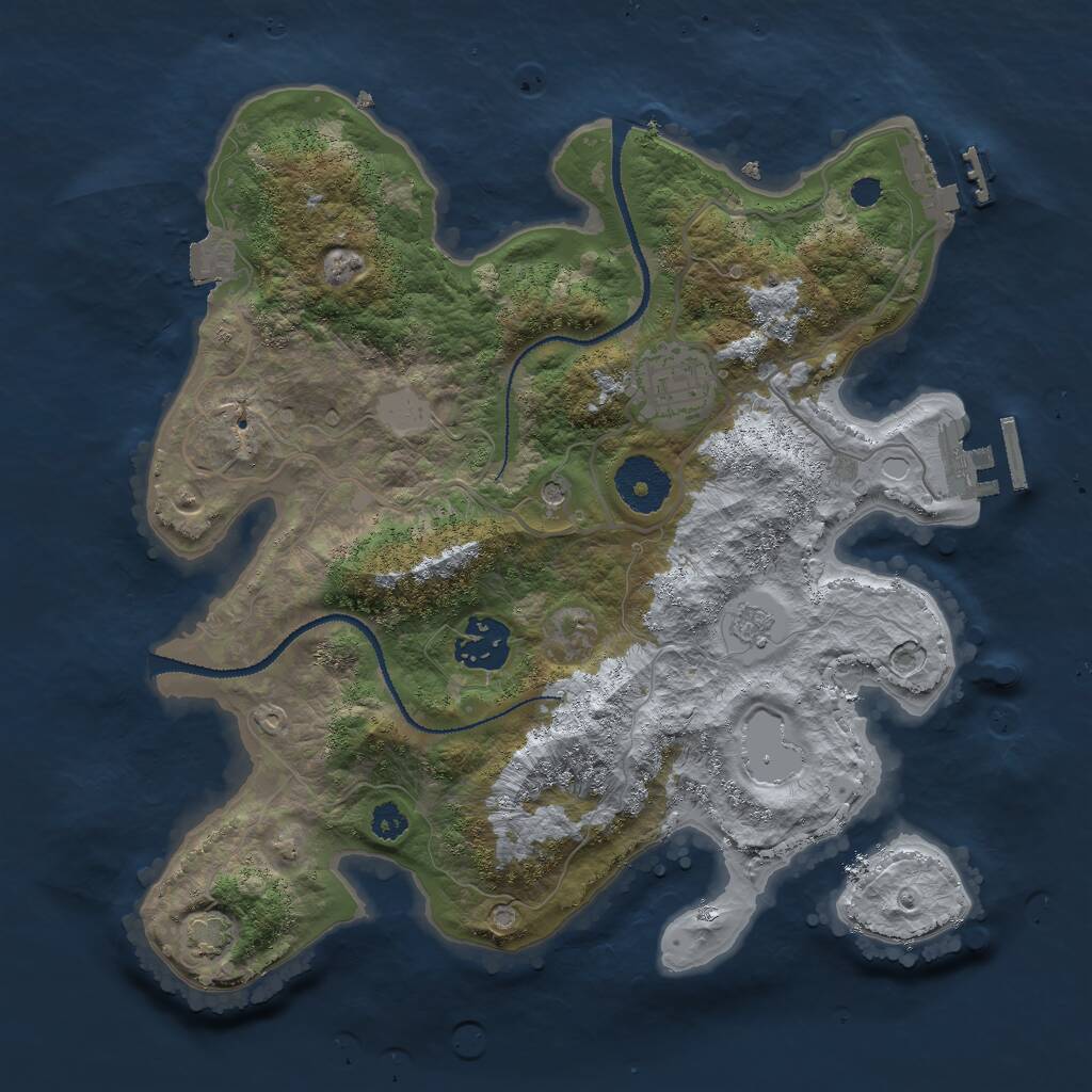 Rust Map: Procedural Map, Size: 3000, Seed: 698591521, 8 Monuments