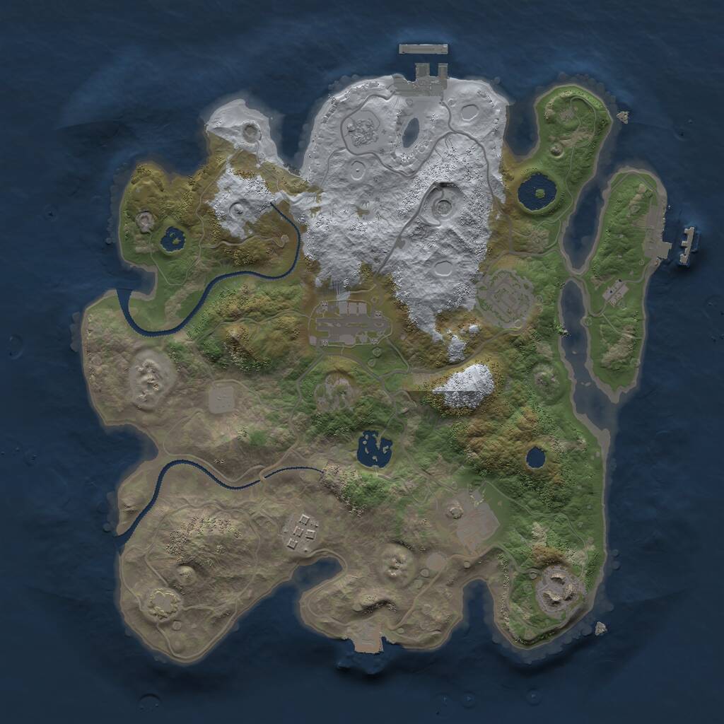 Rust Map: Procedural Map, Size: 3000, Seed: 1848285309, 12 Monuments