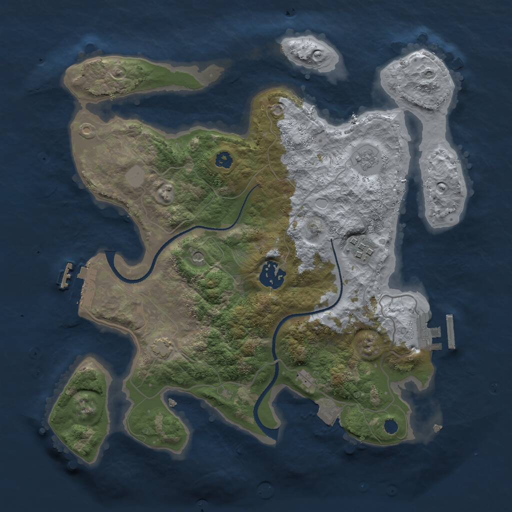 Rust Map: Procedural Map, Size: 3000, Seed: 56477, 8 Monuments