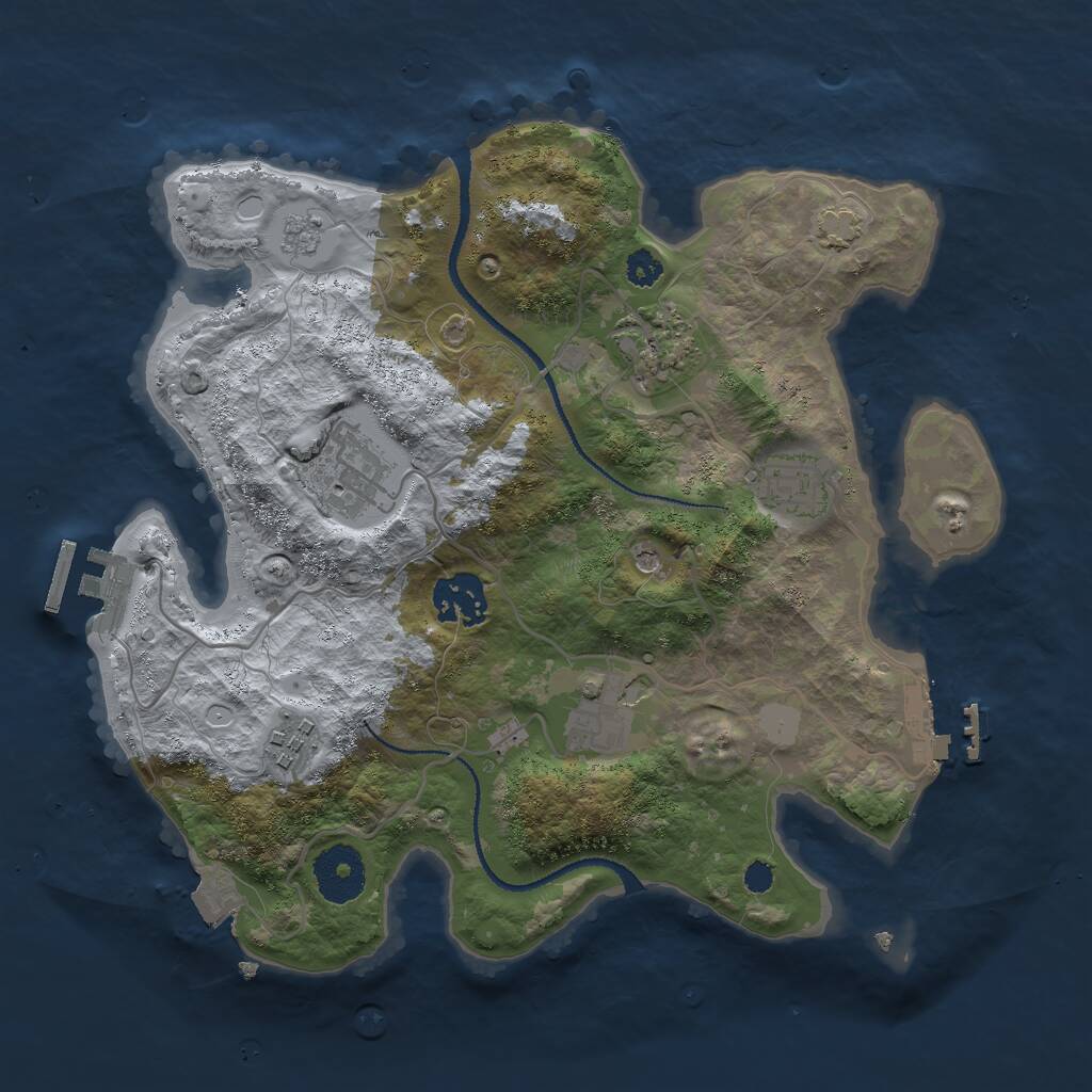 Rust Map: Procedural Map, Size: 3000, Seed: 504318501, 12 Monuments