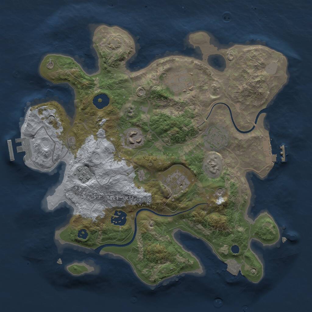 Rust Map: Procedural Map, Size: 3000, Seed: 1214277538, 11 Monuments
