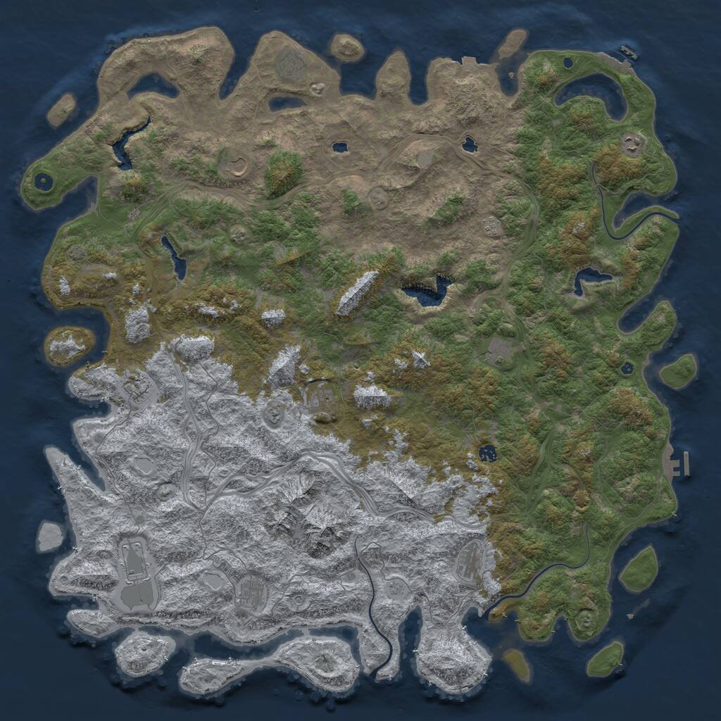 Rust Map: Procedural Map, Size: 6000, Seed: 5153, 17 Monuments