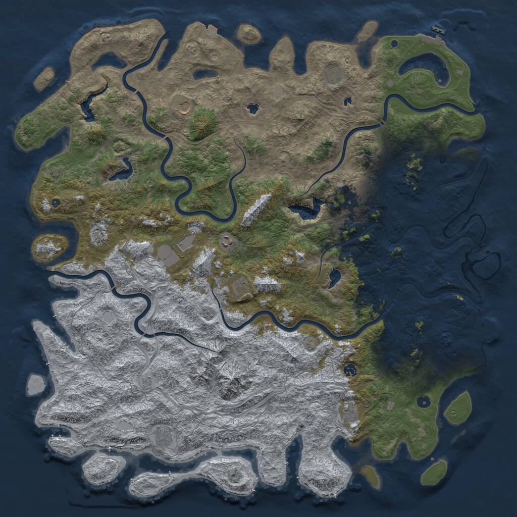 Rust Map: Procedural Map, Size: 6000, Seed: 5153, 17 Monuments