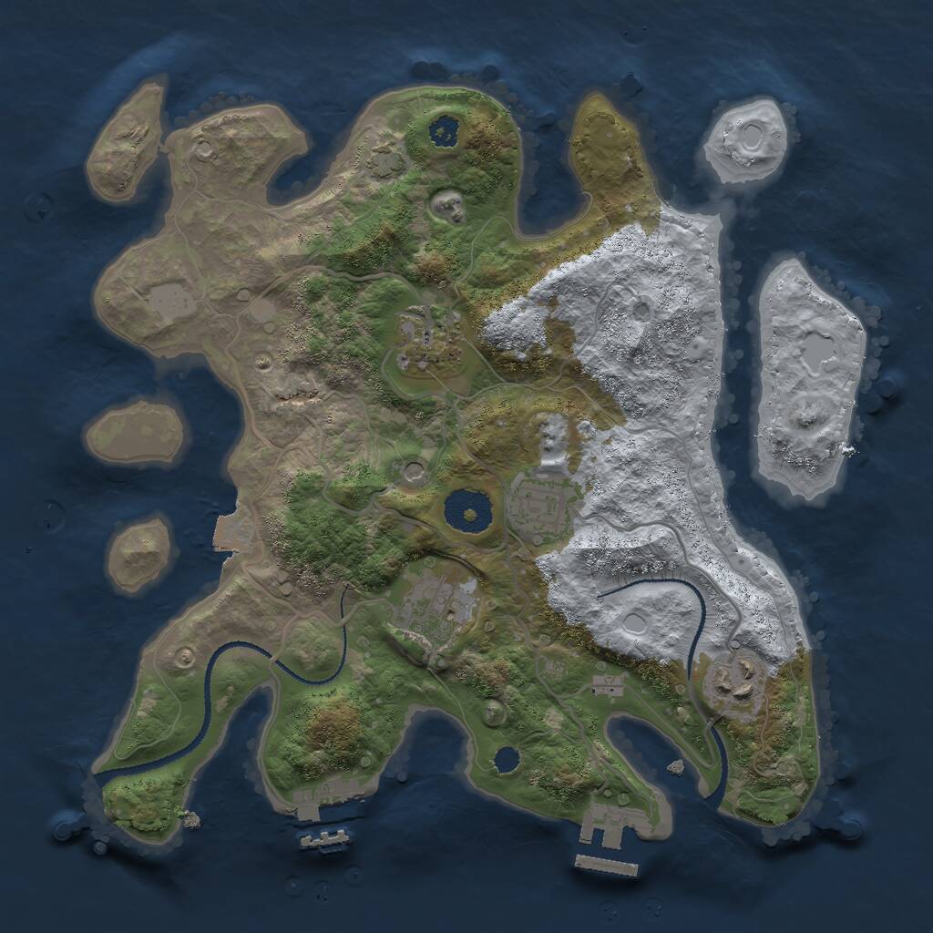 Rust Map: Procedural Map, Size: 3000, Seed: 729282725, 9 Monuments