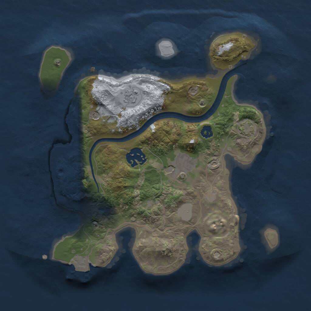 Rust Map: Procedural Map, Size: 2500, Seed: 1276369429, 6 Monuments