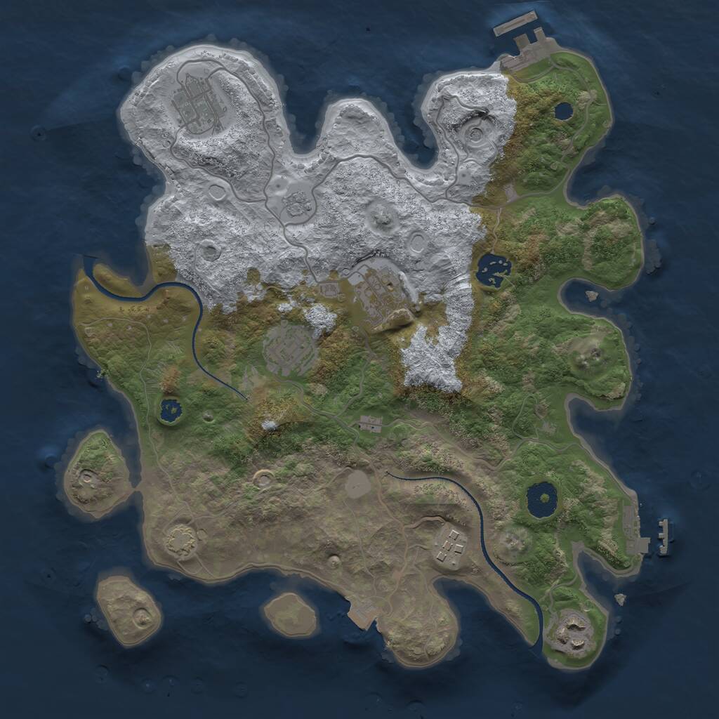 Rust Map: Procedural Map, Size: 3200, Seed: 964728436, 12 Monuments