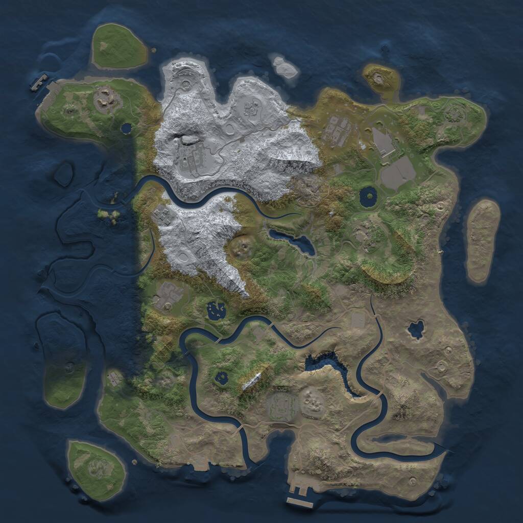 Rust Map: Procedural Map, Size: 4000, Seed: 1040452717, 15 Monuments