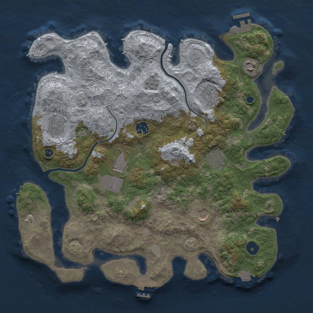 Rust Map: Procedural Map, Size: 3750, Seed: 1289062804, 14 Monuments