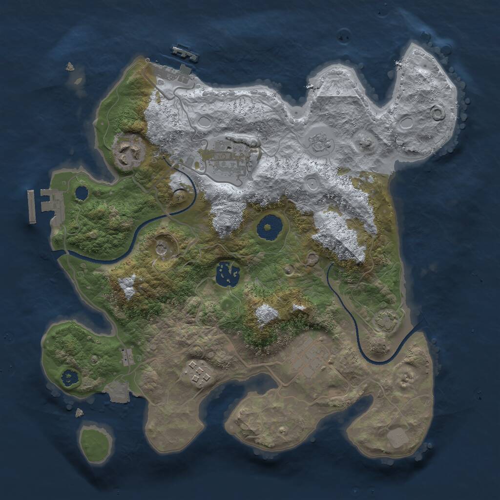 Rust Map: Procedural Map, Size: 3000, Seed: 283918817, 11 Monuments
