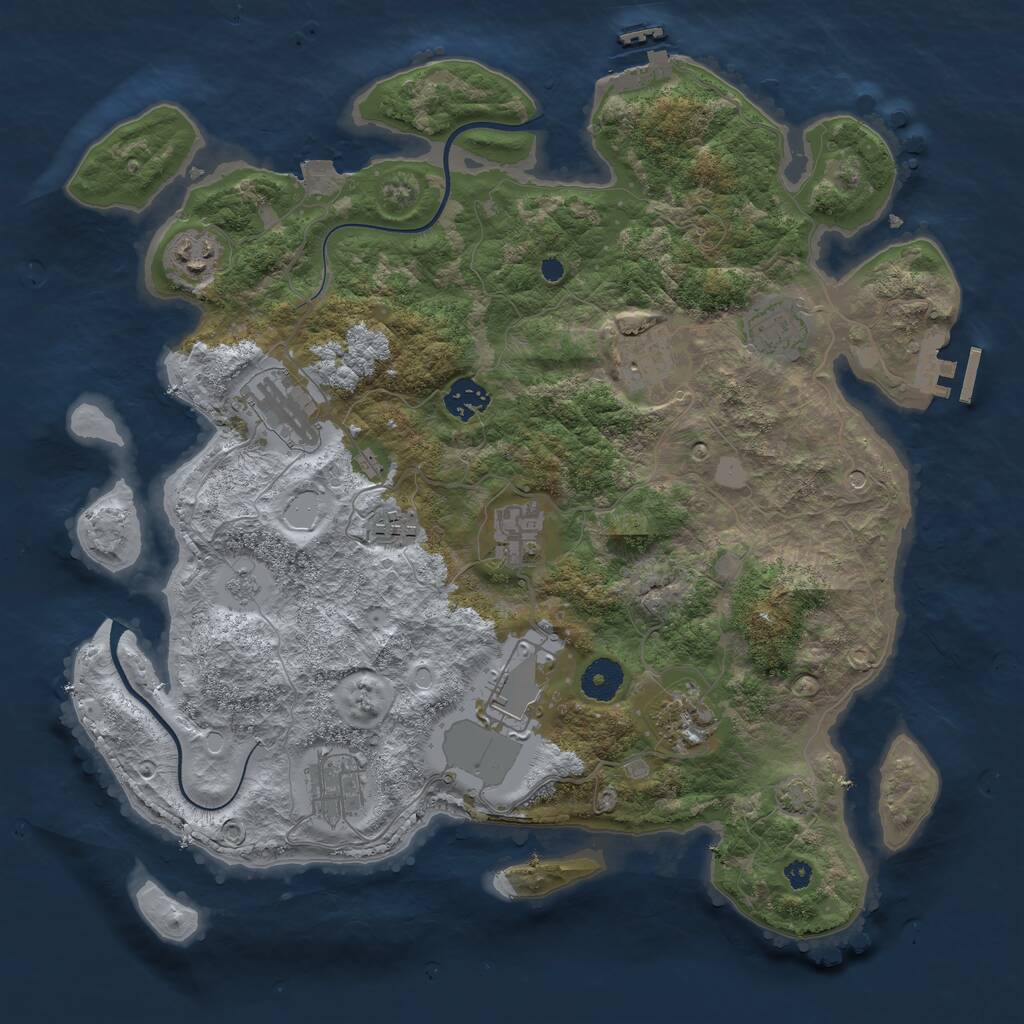 Rust Map: Procedural Map, Size: 3700, Seed: 438043212, 16 Monuments