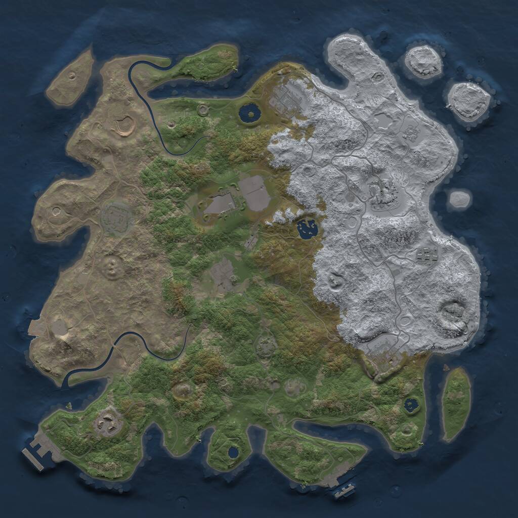 Rust Map: Procedural Map, Size: 3800, Seed: 350820049, 16 Monuments