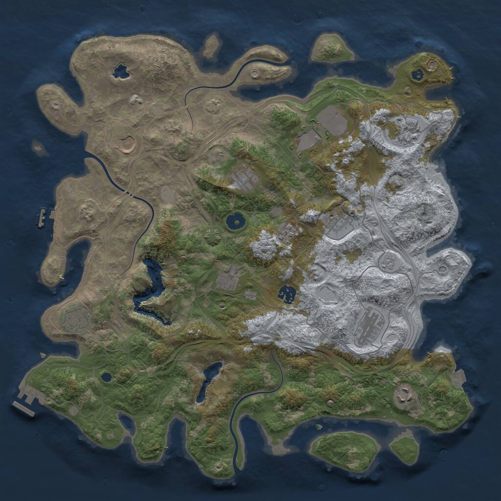 Rust Map: Procedural Map, Size: 4250, Seed: 38927274, 17 Monuments