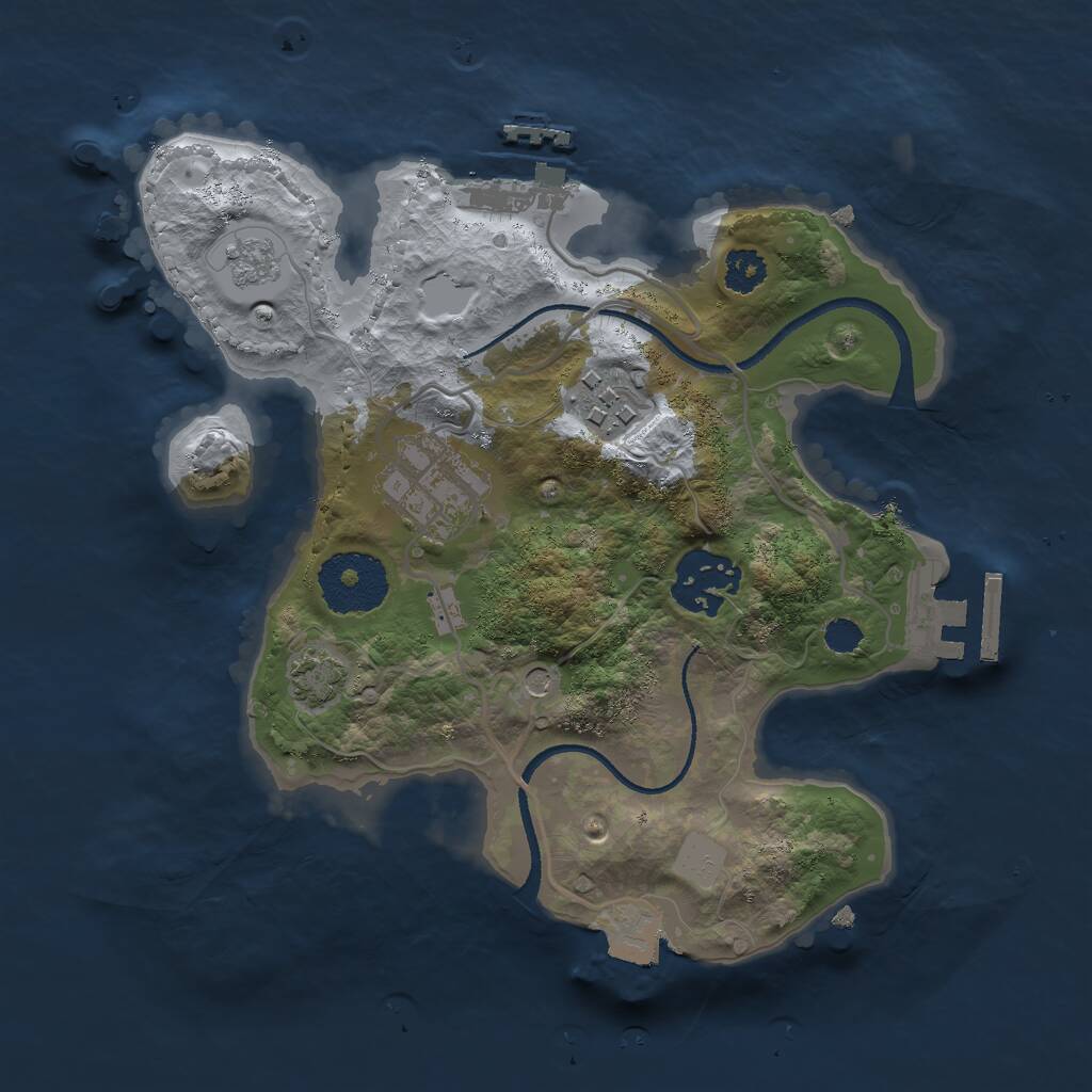 Rust Map: Procedural Map, Size: 2500, Seed: 718194525, 9 Monuments