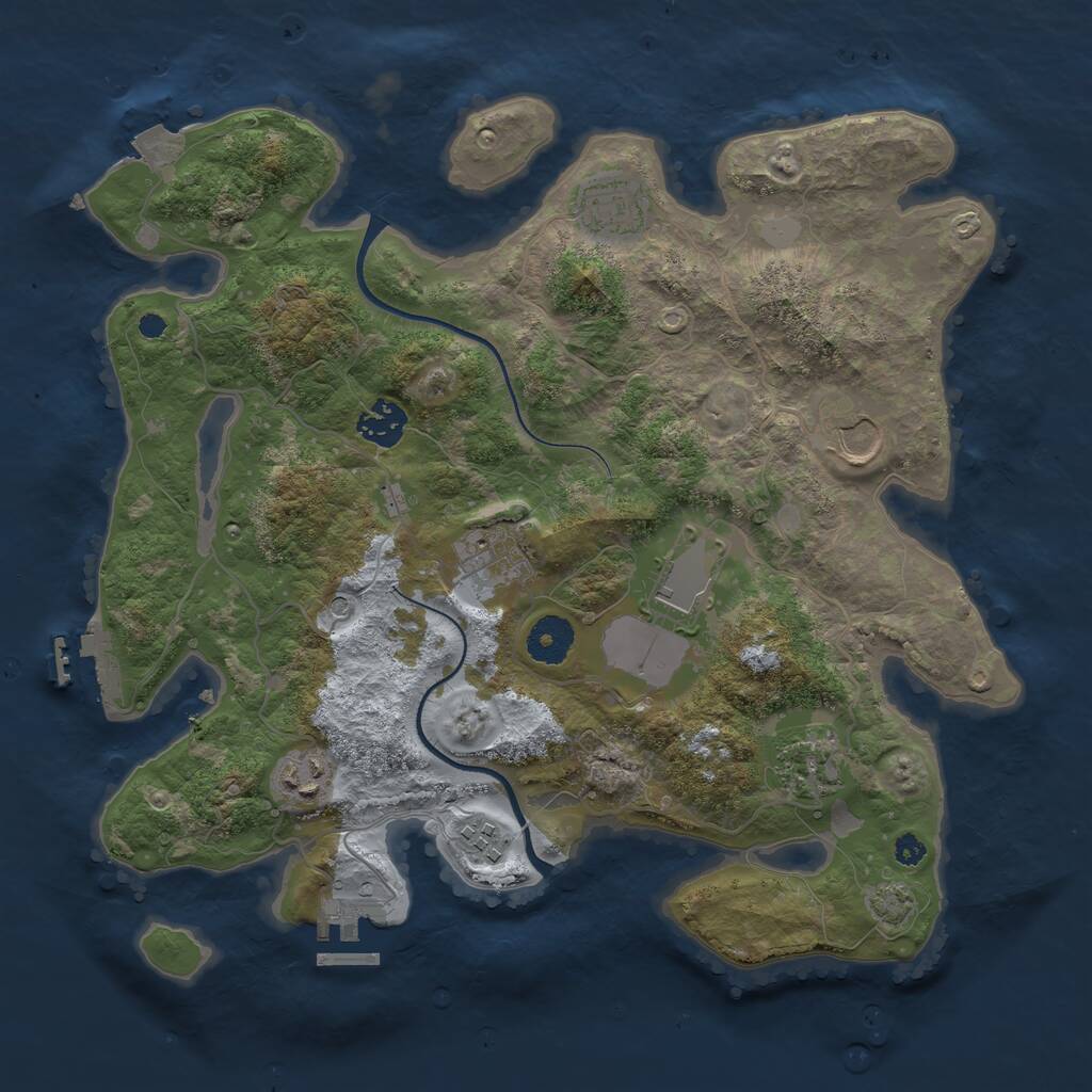 Rust Map: Procedural Map, Size: 3500, Seed: 363501375, 13 Monuments