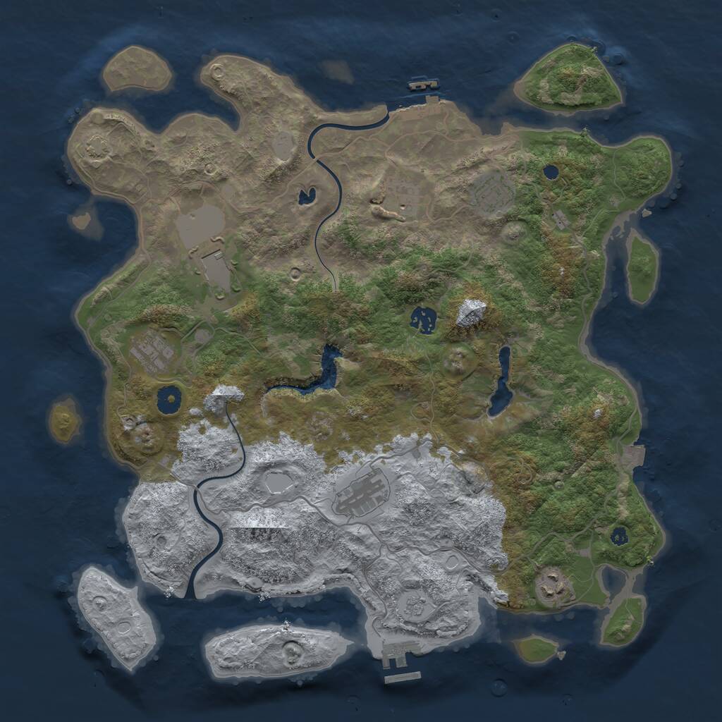Rust Map: Procedural Map, Size: 4000, Seed: 619949, 12 Monuments