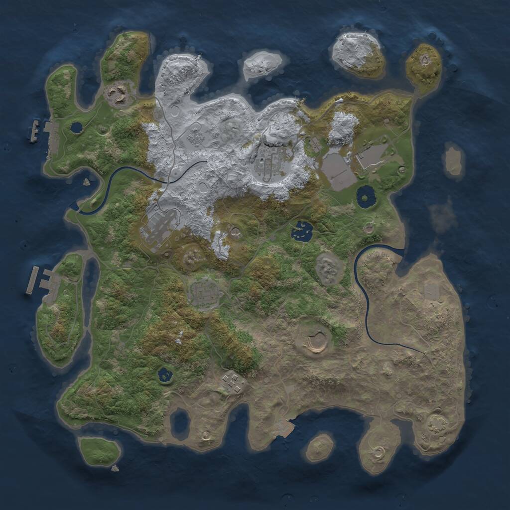 Rust Map: Procedural Map, Size: 3600, Seed: 196399728, 14 Monuments