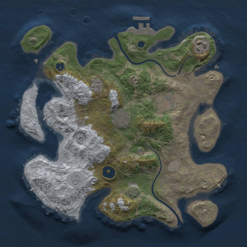 Rust Map: Procedural Map, Size: 3000, Seed: 832373981, 9 Monuments