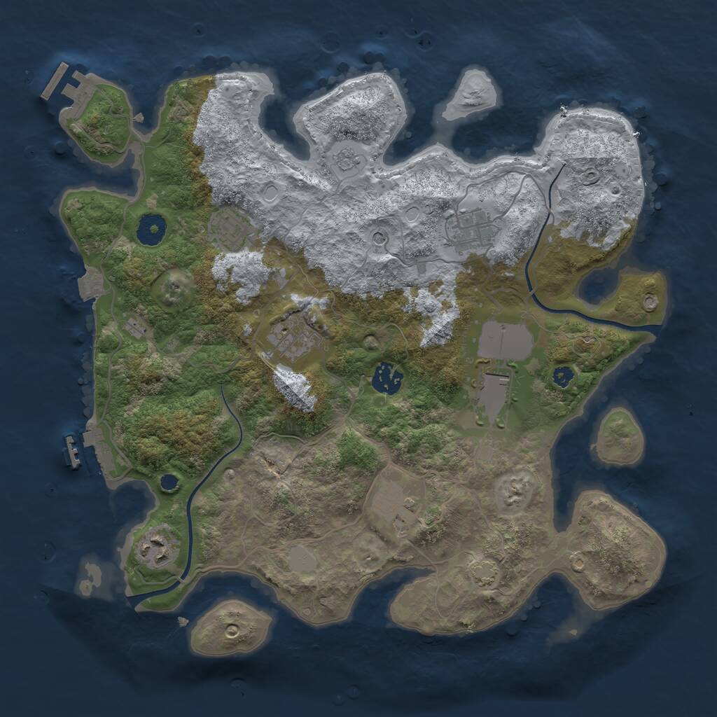 Rust Map: Procedural Map, Size: 3500, Seed: 1985632, 13 Monuments