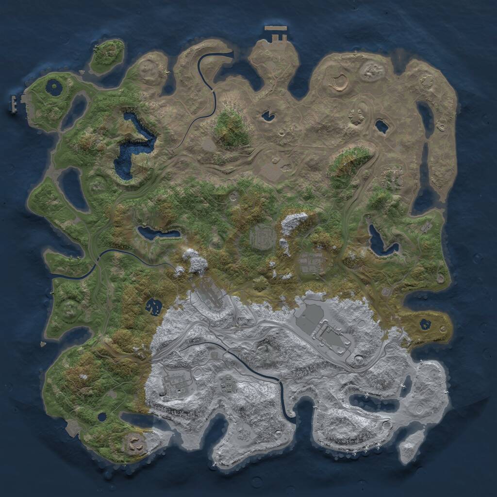 Rust Map: Procedural Map, Size: 4500, Seed: 21607425, 17 Monuments