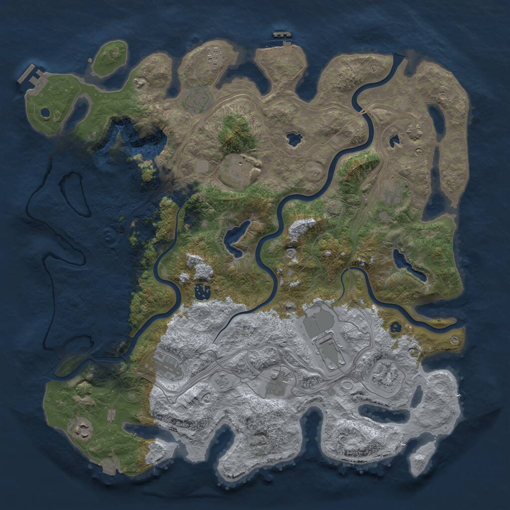 Rust Map: Procedural Map, Size: 4500, Seed: 21607425, 16 Monuments