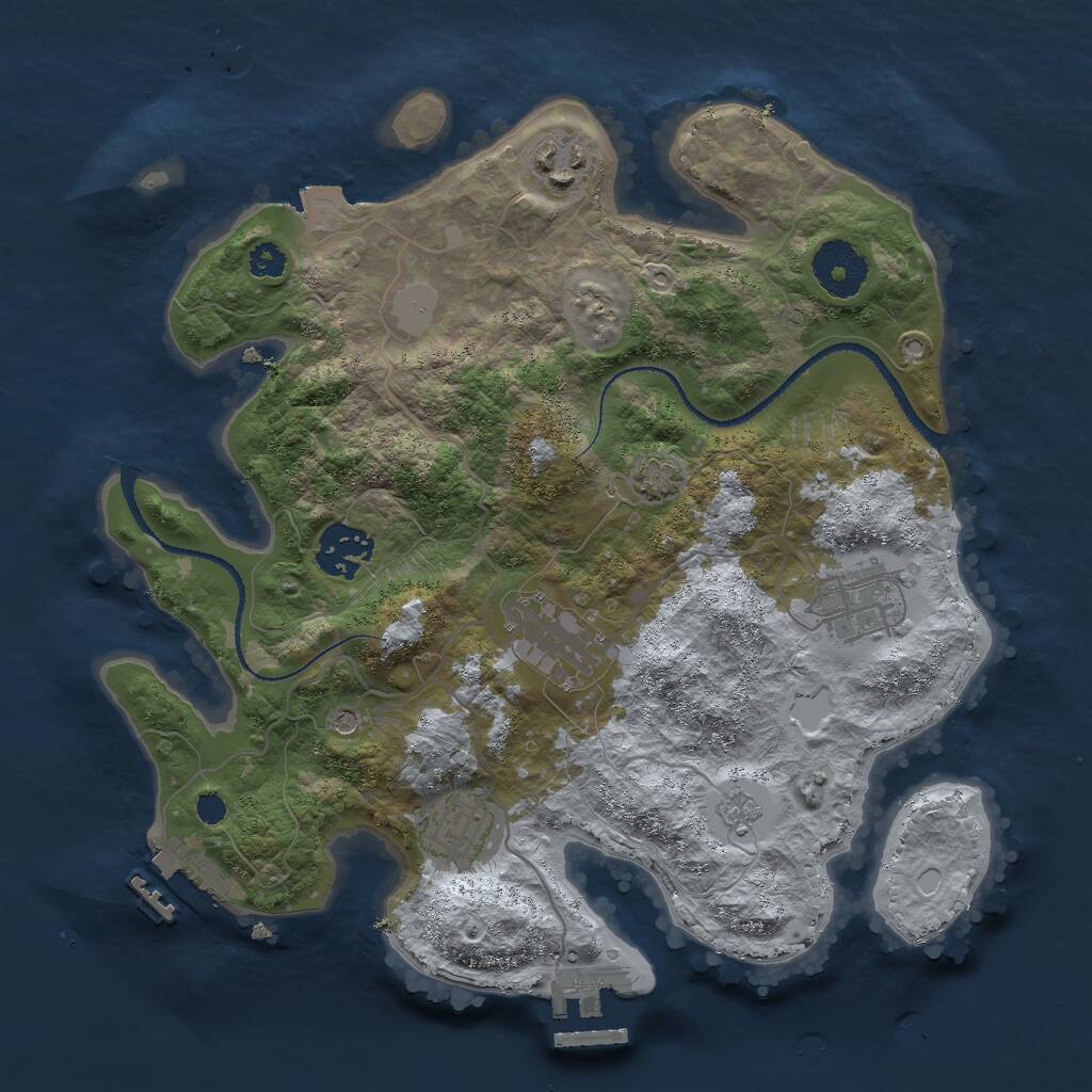 Rust Map: Procedural Map, Size: 3000, Seed: 1407419929, 11 Monuments